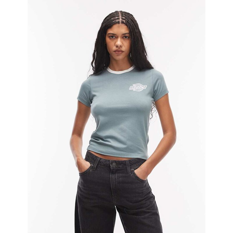 Dickies Plainville ringer baby tee in blue 114375322