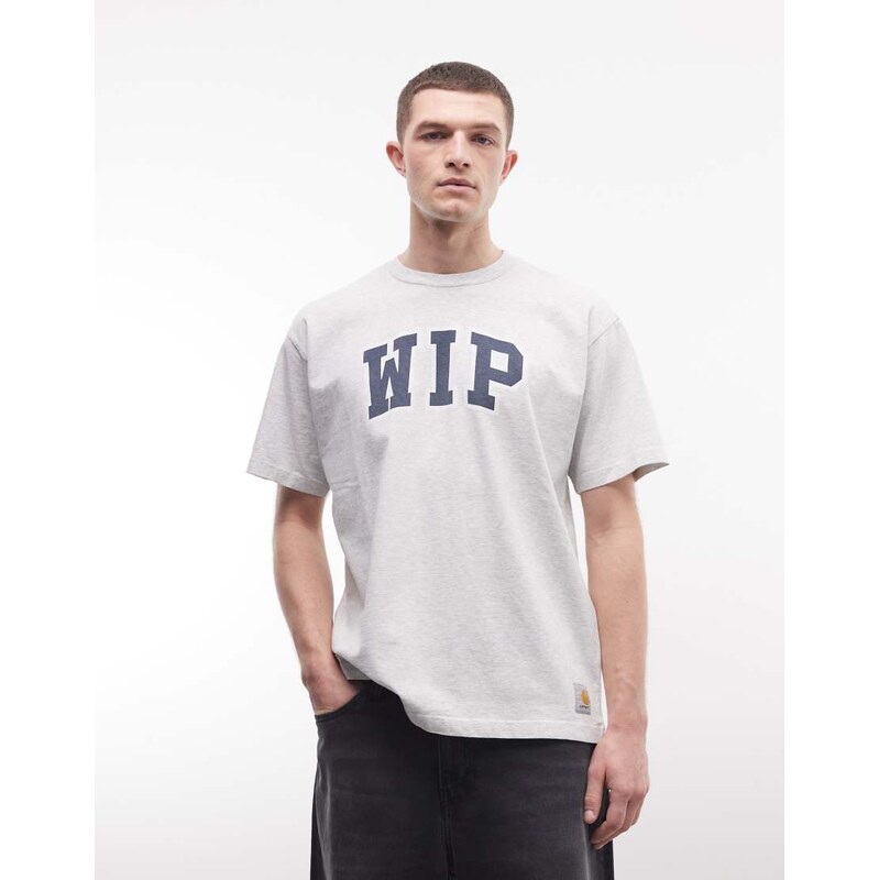 Carhartt WIP logo t-shirt in grey marl