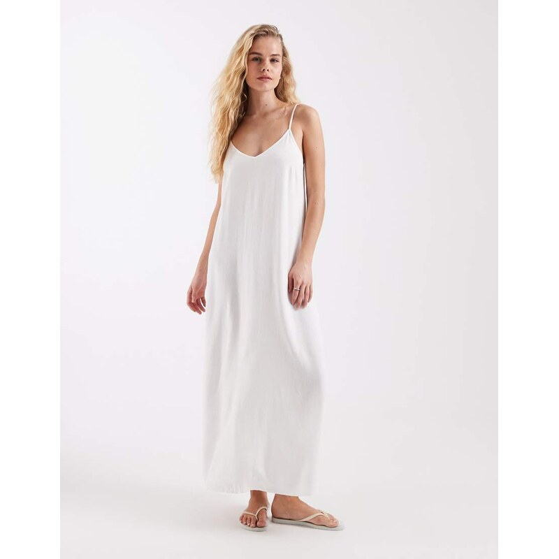Vero Moda linen touch cami maxi dress in white