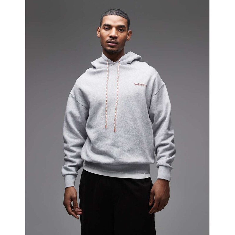 No Problemo mini logo hoodie in sports grey