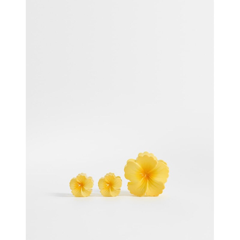 ONLY 3-pack flower hair clip in yellow 114375360