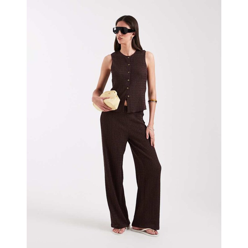 ONLY seersucker trousers co-ord in brown