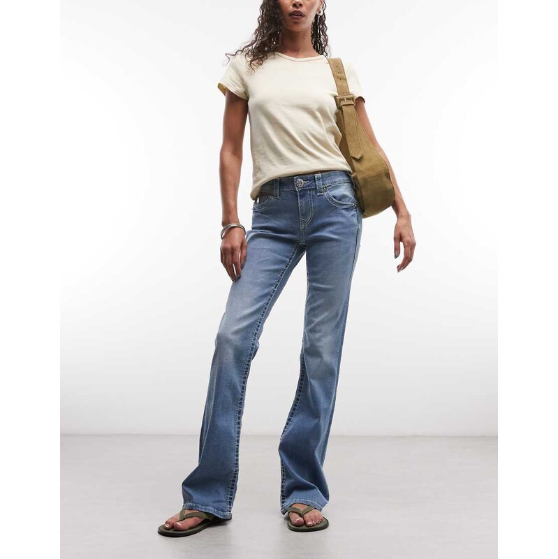 True Religion becca bootcut Big T jeans in medium wash blue 114375425