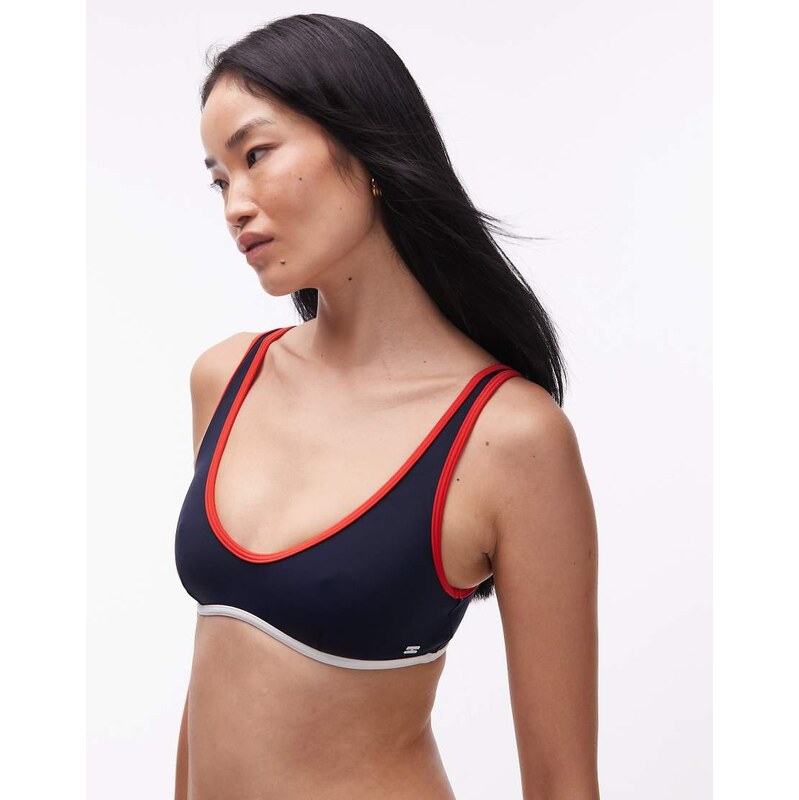 Tommy Hilfiger scoop bralette bikini top in navy