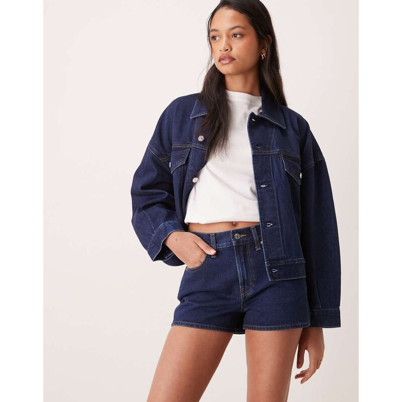 Calvin Klein Jeans archive mini denim short in dark wash blue 114377531