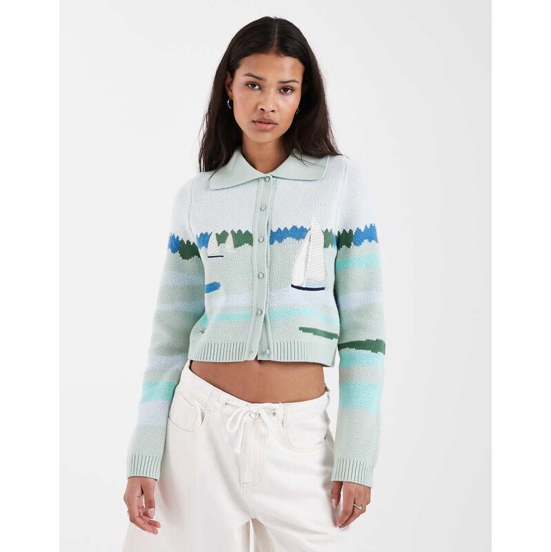 House of Sunny sail away tripper cardigan in aqua blue 114377549