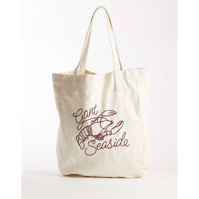 GANT lobster print shopper in cream-White