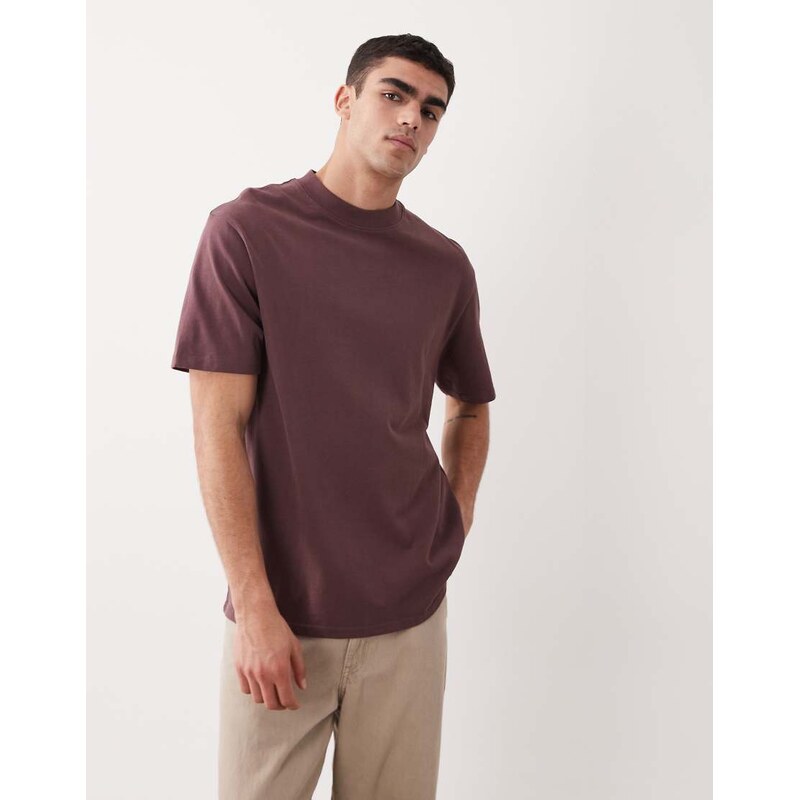 Threadbare crew neck relaxed fit t-shirt in plum-Purple