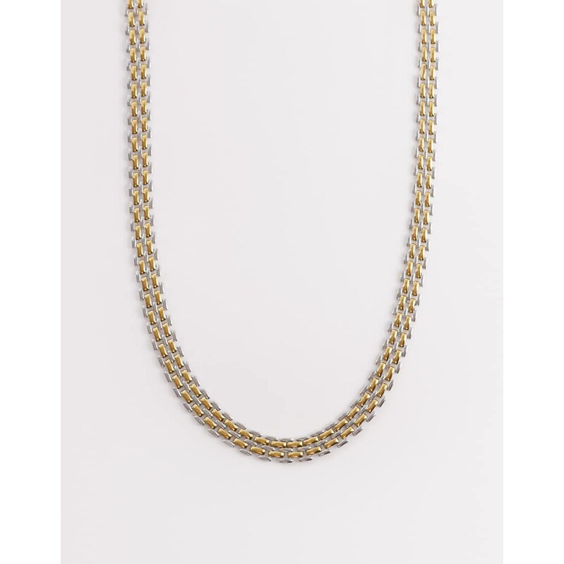 Abbott Lyon two tone mixed metal heritage chain necklace in gold and 114377677