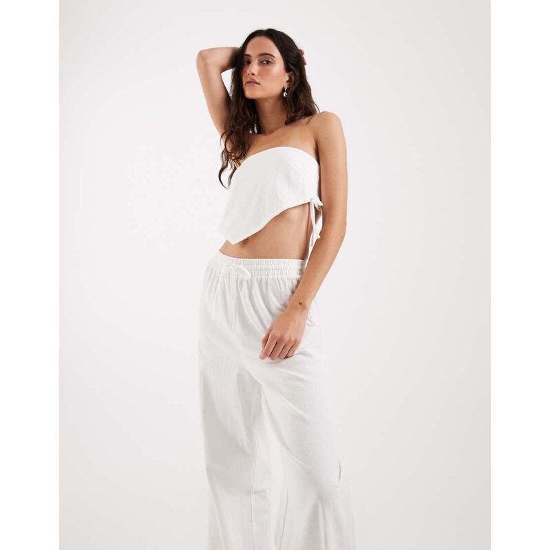 4th & Reckless linen blend tie waist wide leg beach trouser co