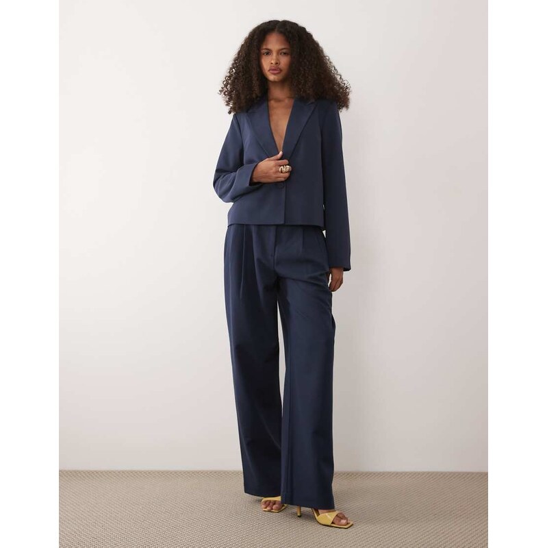 YAS high waisted tailored trousers co-ord in navy 115519548