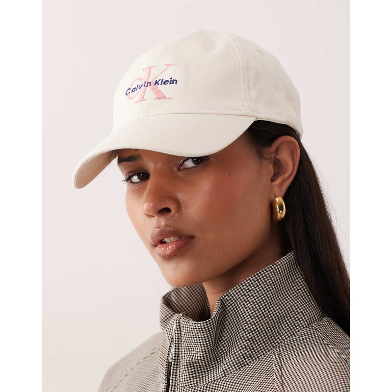 Calvin Klein Jeans Monologo embroidered baseball cap in cream