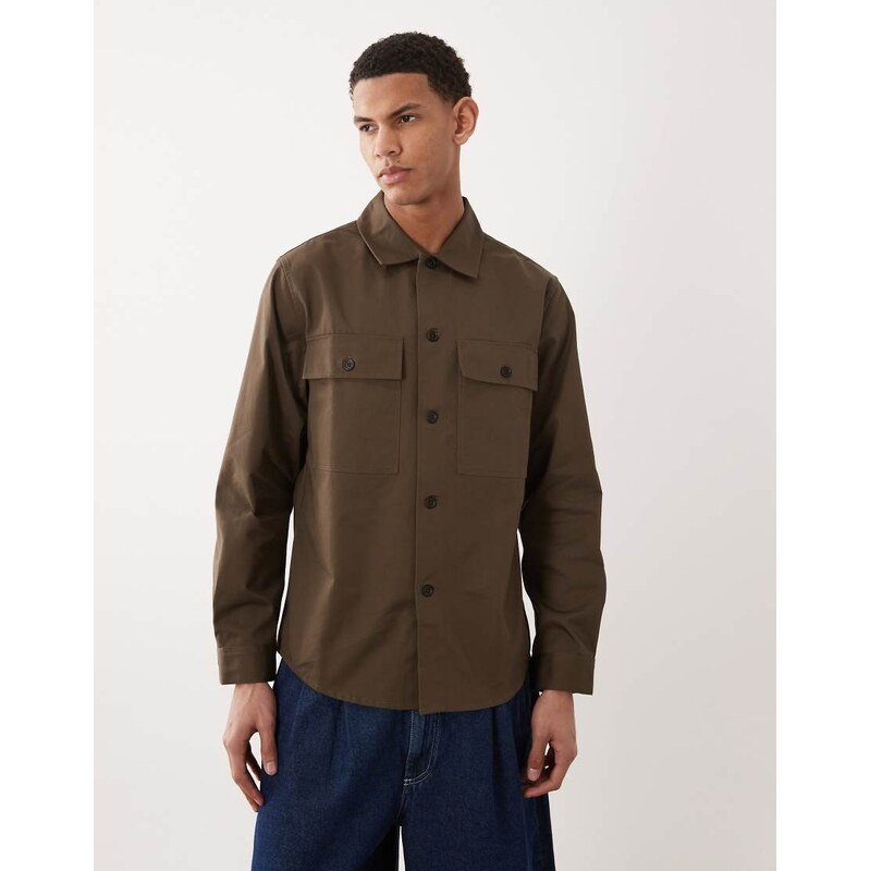 Mango relaxed fit over shirt in brown