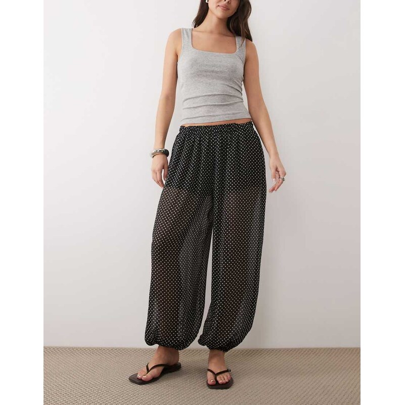 Mango balloon trouser in black polka dot print