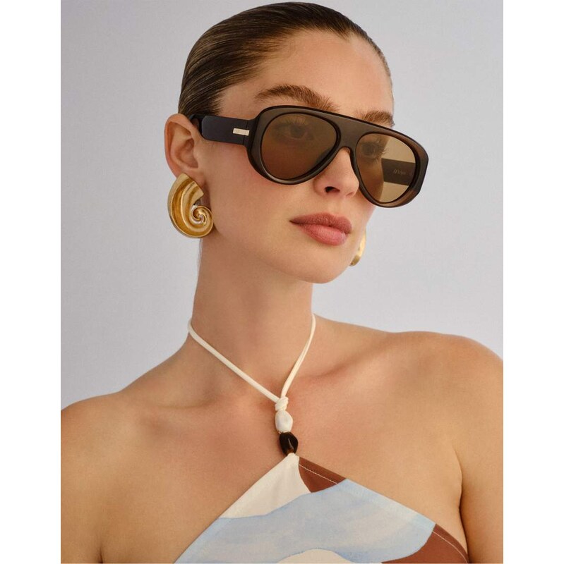 Le Specs dreamboat shield sunglasses in chocolate brown with brown 114423399