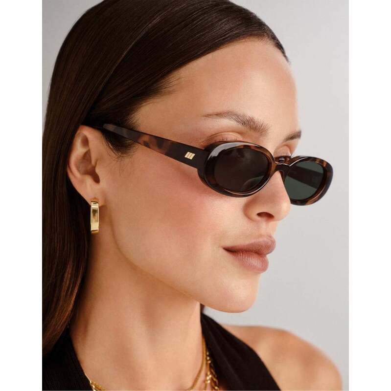 Le Specs outta love oval sunglasses in tortoiseshell with green