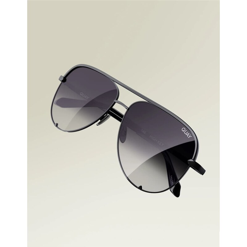 Quay Australia Quay high key metal aviator sunglasses in black fade 114523095