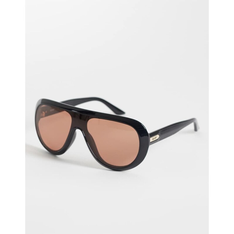 Quay Australia Quay set list sheild sunglasses in black with apricot 114523097