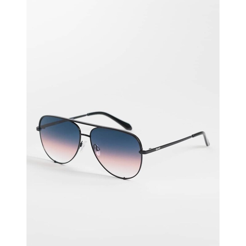 Quay Australia Quay high key metal aviator sunglasses in black with 114456273