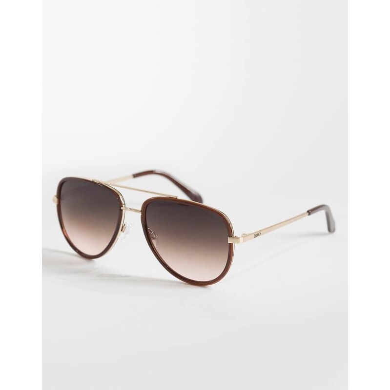 Quay Australia Quay all in metal aviator sunglasses in gold with brown 114513966