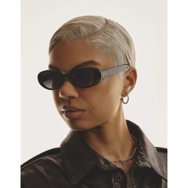 Quay Australia Quay felt cute oval sunglasses in black 114523099
