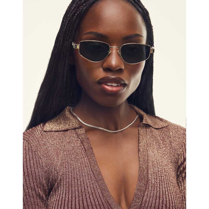 Quay Australia Quay hit single geometric metal sunglasses in gold with 114498326