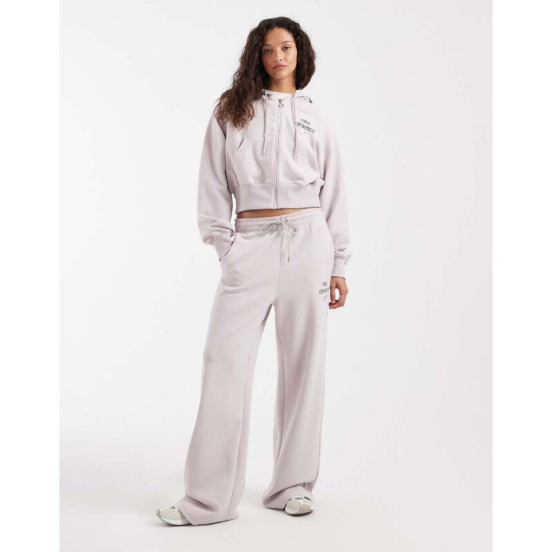 Nike Phoenix Fleece high waisted wide leg joggers in lilac
