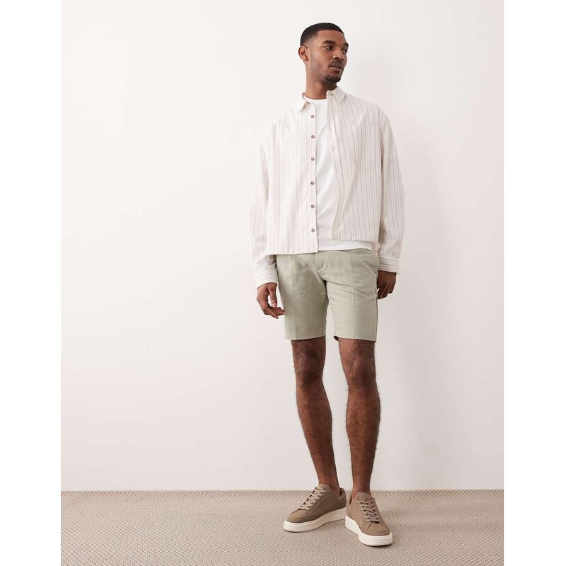 ASOS DESIGN tailored linen rich slim shorts in sage green