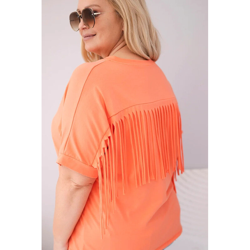 K-Fashion Dámská bavlněná halenka Plus Size s výstřihem do V a