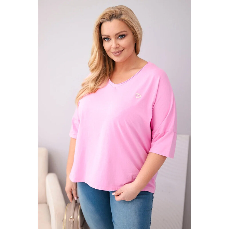 K-Fashion Dámská bavlněná oversize halenka Plus Size s výstřihem