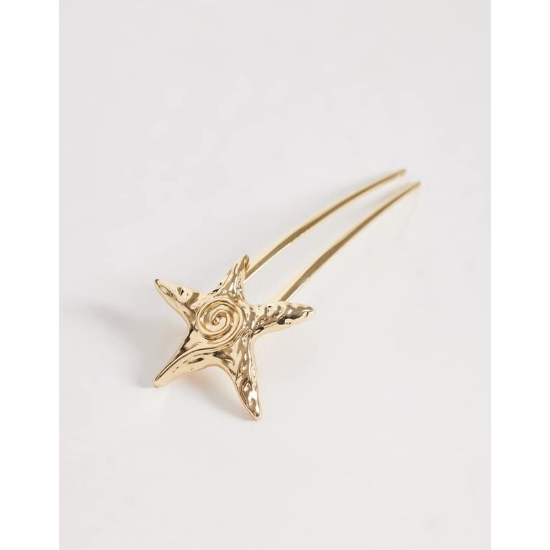 Accessorize metal star fish french hair pin in gold