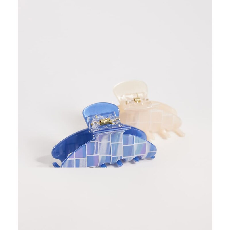 Accessorize pack of 2 riviera resin hair claw clip in blue