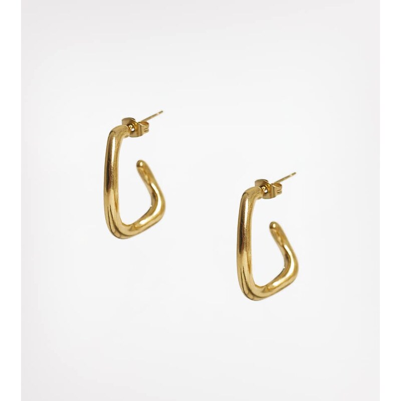 Lost souls curved oval hoop earrings in 18ct gold plated stainless 114514144