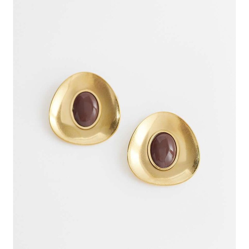 Lost Souls vintage brown earrings in 18ct gold plated stainless steel 114514146