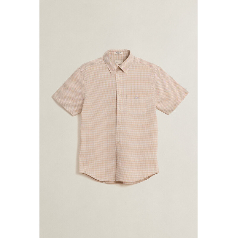 KOŠILE GANT REG CLASSIC POPLIN GINGH SS SHIRT OAT BEIGE