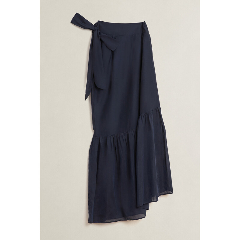 ŠATY GANT CTN SILK ONE SHOULDER MAXI DRESS EVENING BLUE