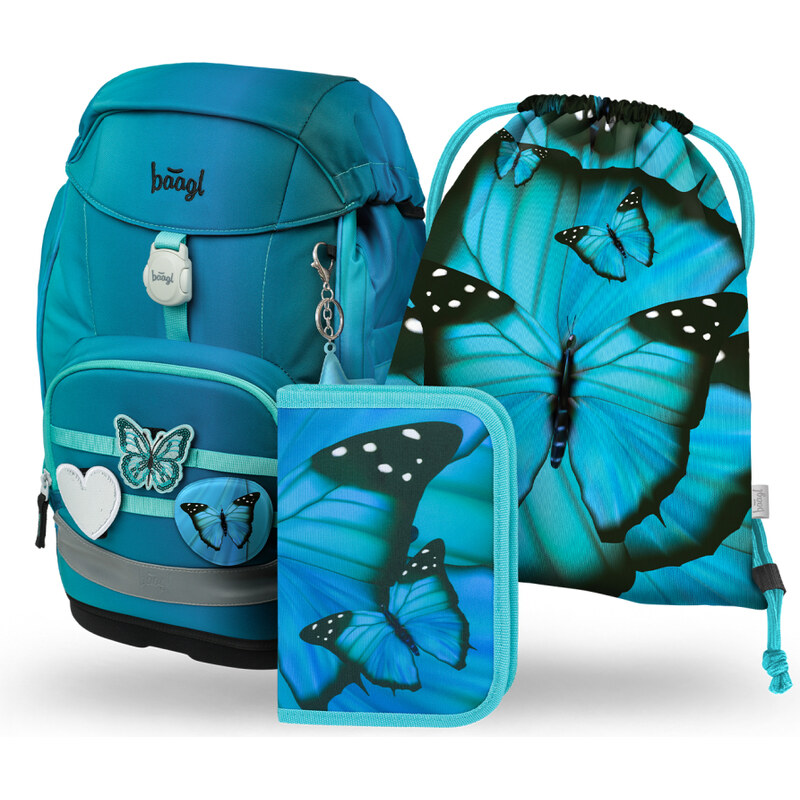 BAAGL SET 3 Airy Plus Butterfly: batoh, penál, sáček