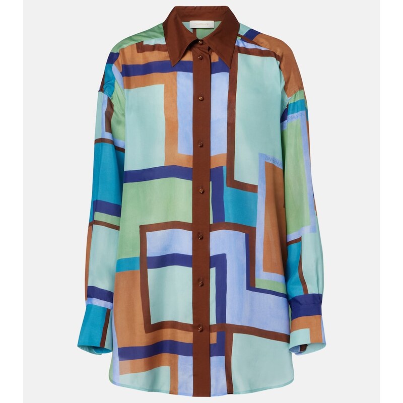 Zimmermann Como printed silk satin shirt