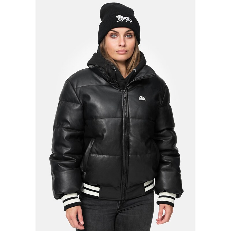 LONSDALE Zimní bunda Hybreasal černá / bílá 114394355