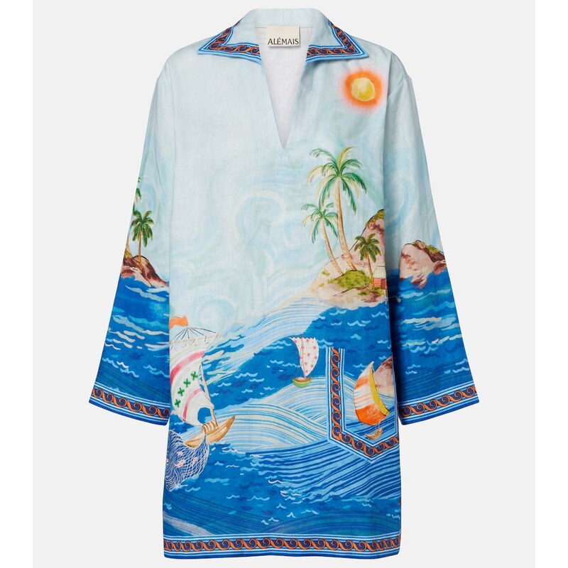 Alemais AlÃmais Island printed linen minidress