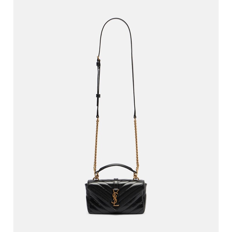 Saint Laurent College Mini metalassÃ leather shoulder bag