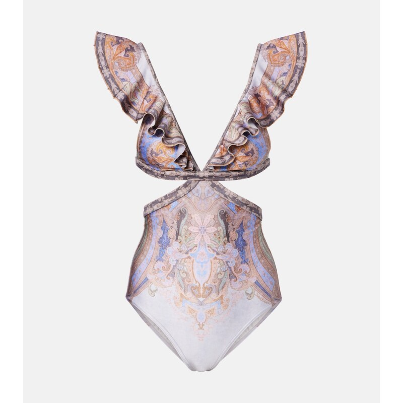 Zimmermann Como cutout printed swimsuit
