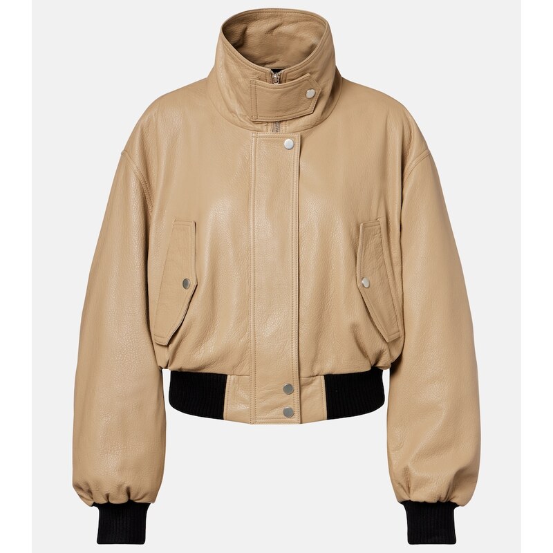 Nour Hammour Briar cropped leather blouson jacket