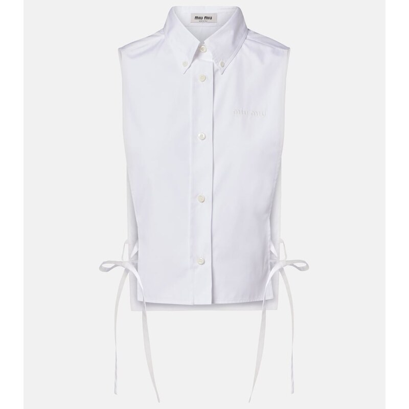 Miu Miu Cutout cotton poplin shirt