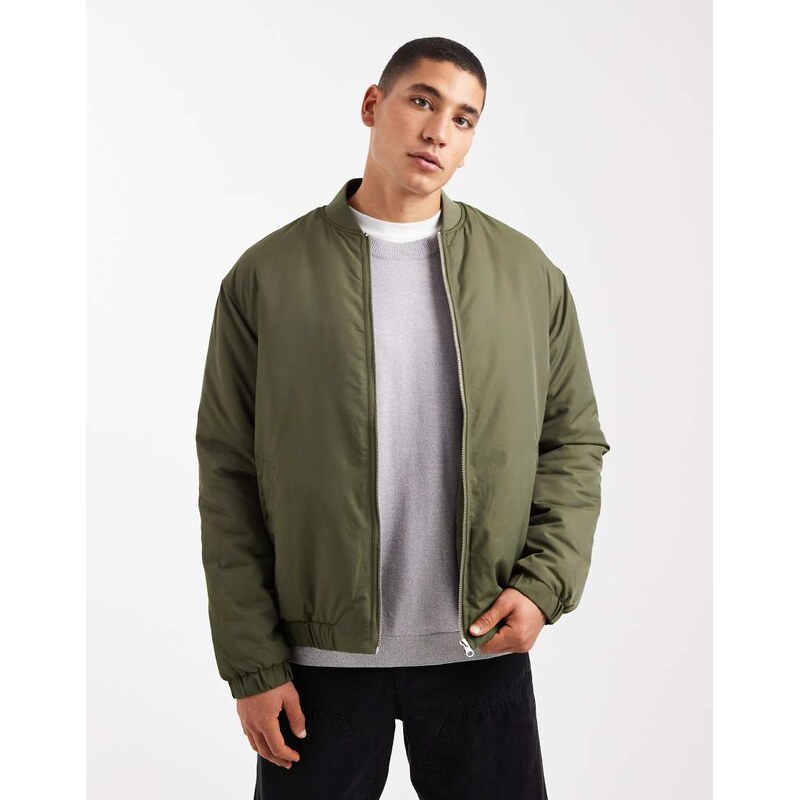 ASOS DESIGN bomber jacket in khaki-Green