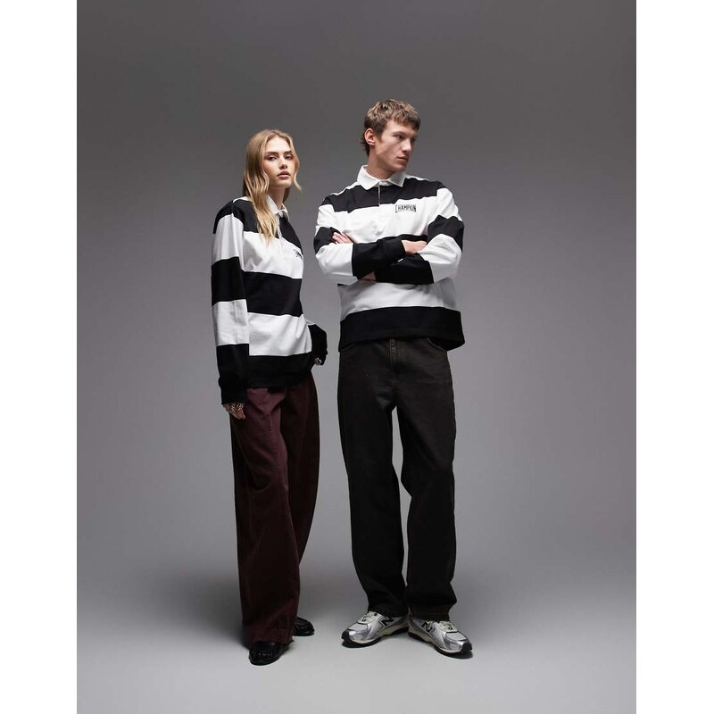 Champion striped rugby shirt in black and white