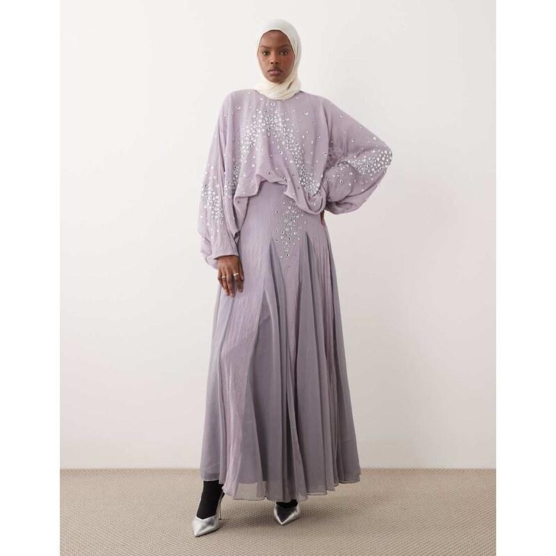 ASOS DESIGN blouson bodice embellished batwing sleeve maxi dress