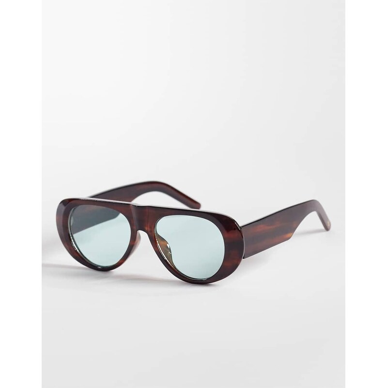 Reclaimed Vintage aviator sunglasses with blue lens in brown