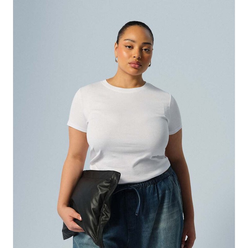 ARRANGE Curve sculpted crew neck t-shirt in white 115522182