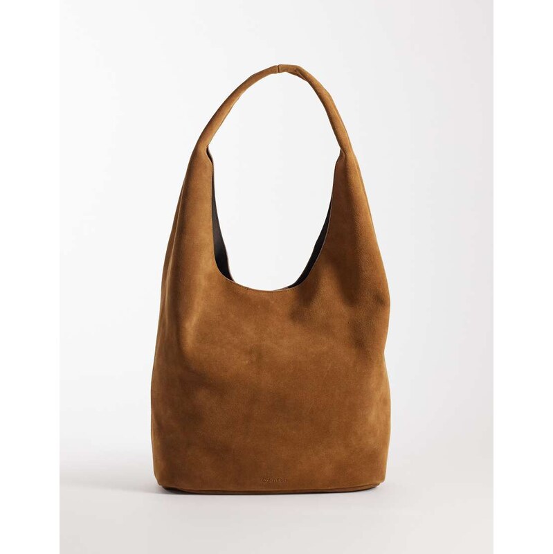 Calvin Klein Jeans medium slouchy suede bag in brown
